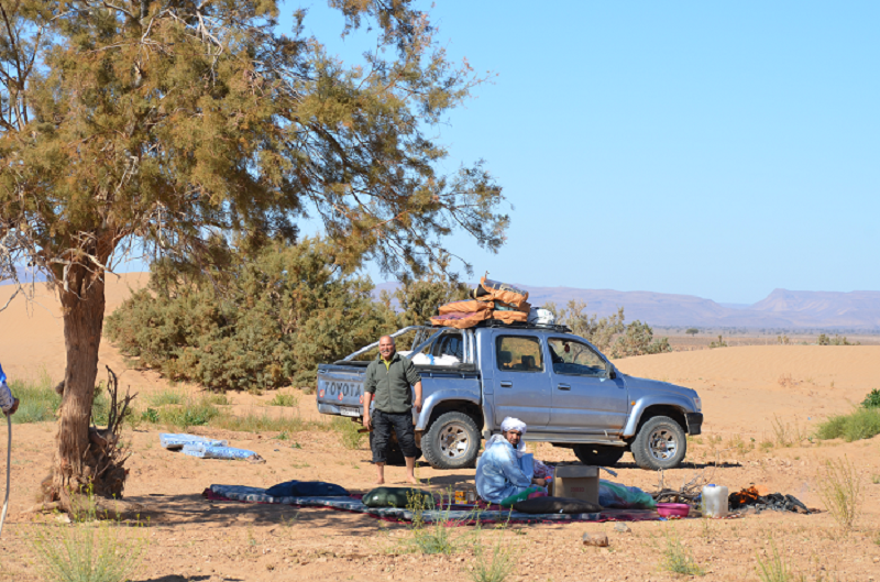 Excursion in the moroccan desert by 4x4 with a Picnic under tree shade